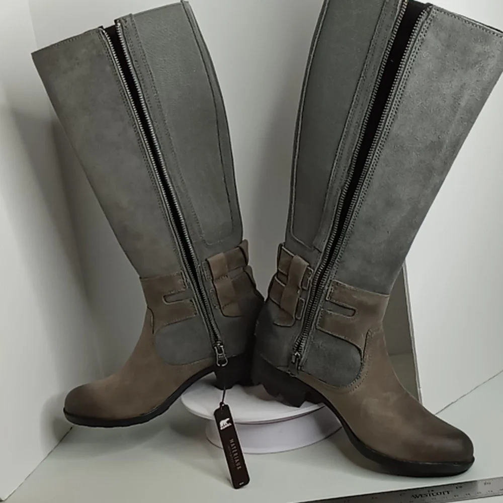 Sorel -Lolla II-Leather Waterproof Knee High Boots - Quarry Grey - size 7. NWOT